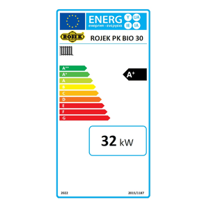 Energieeffizienzlabel für den ROJEK PK BIO 30 Holzvergaser Heizung