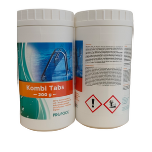Kombi Tabs 200g für 💧 Wasseraufbereitung in Schwimmbädern. Effiziente Desinfektion, Flockung & Algenkontrolle. 🏊♂️