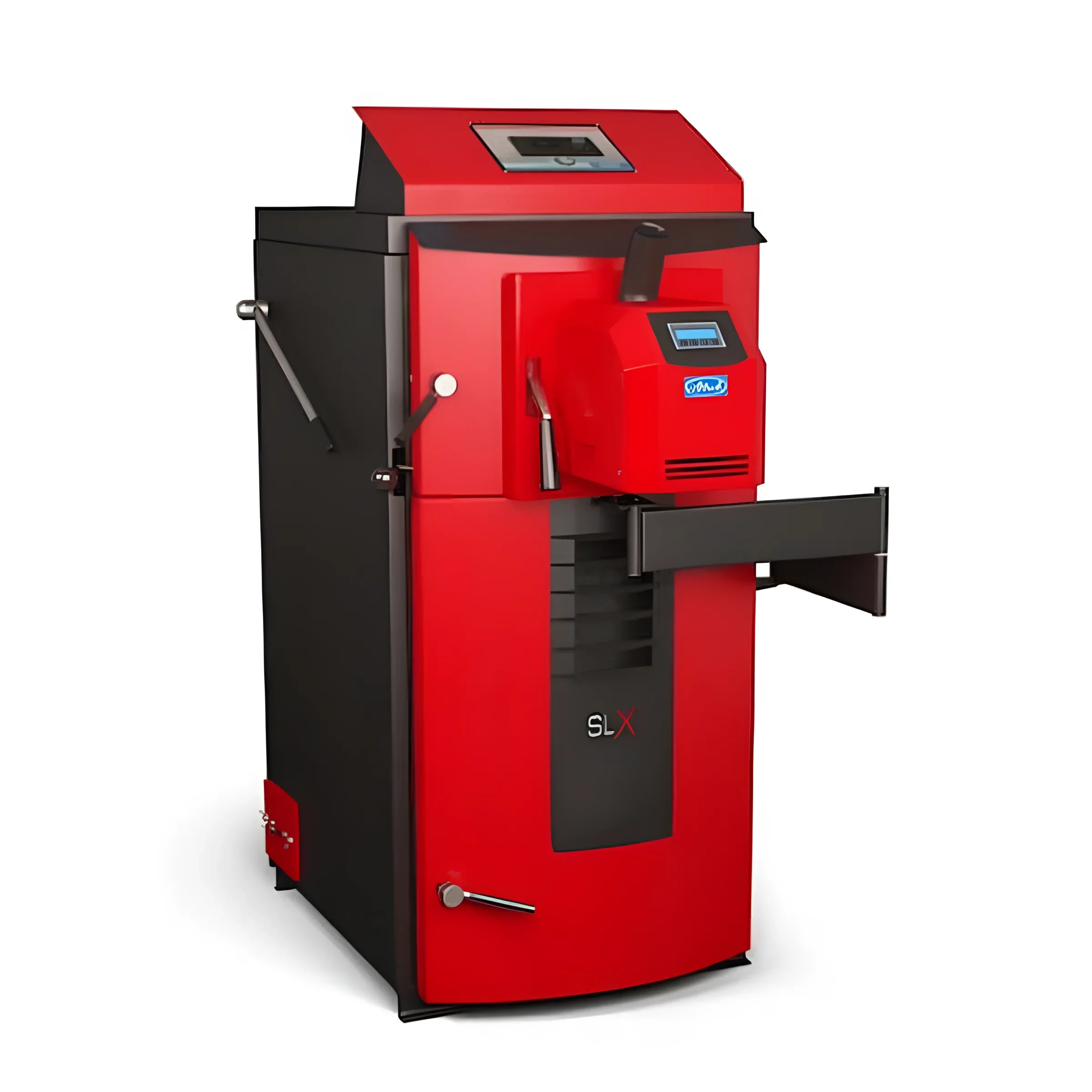Red und schwarzes Heizungssystem des Attack SLX Kombikessel für Holz und Pellets 25 kW