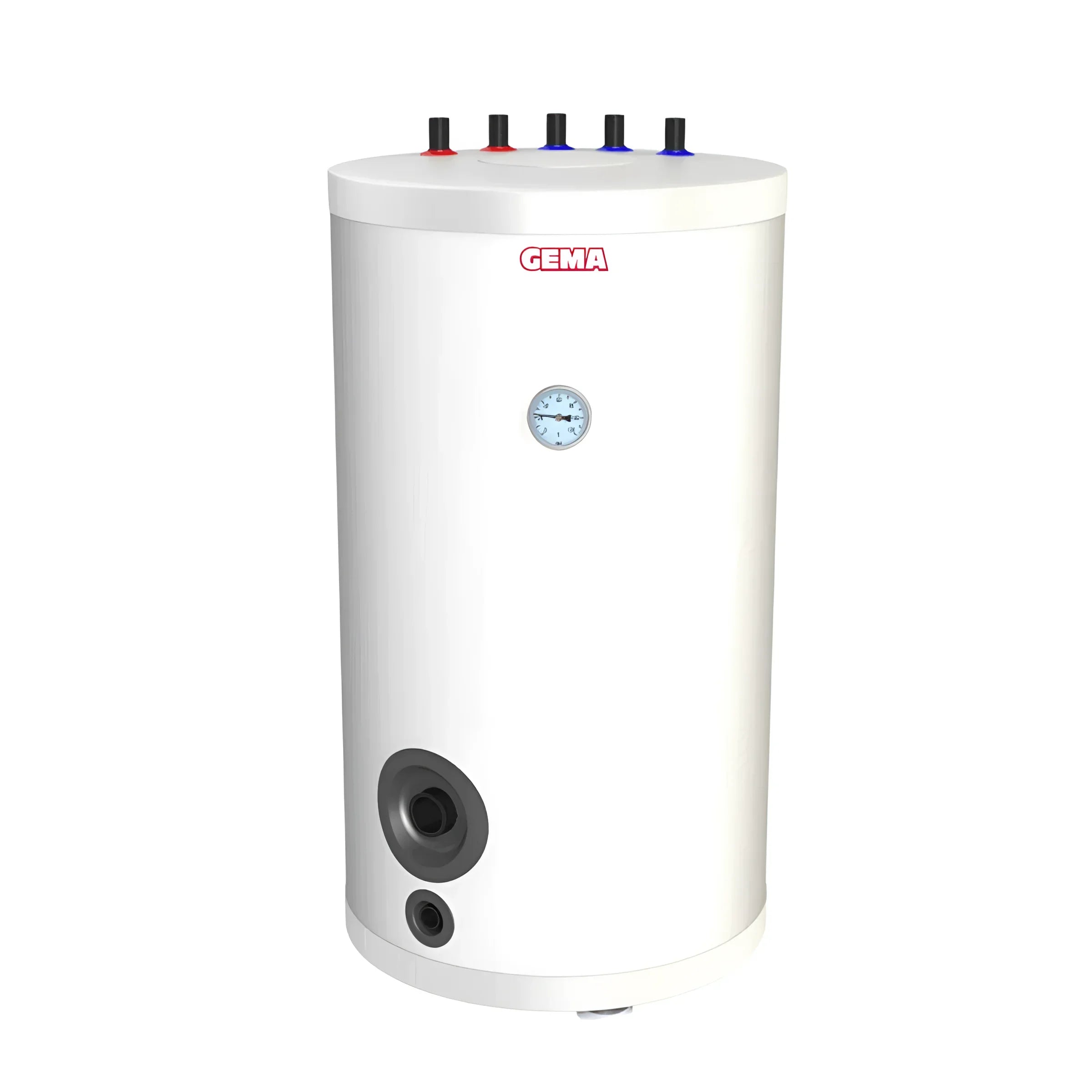 Weiße zylindrische Warmwasserspeicher mit 100 Liter Volumen und 1,5 kW Heizstab