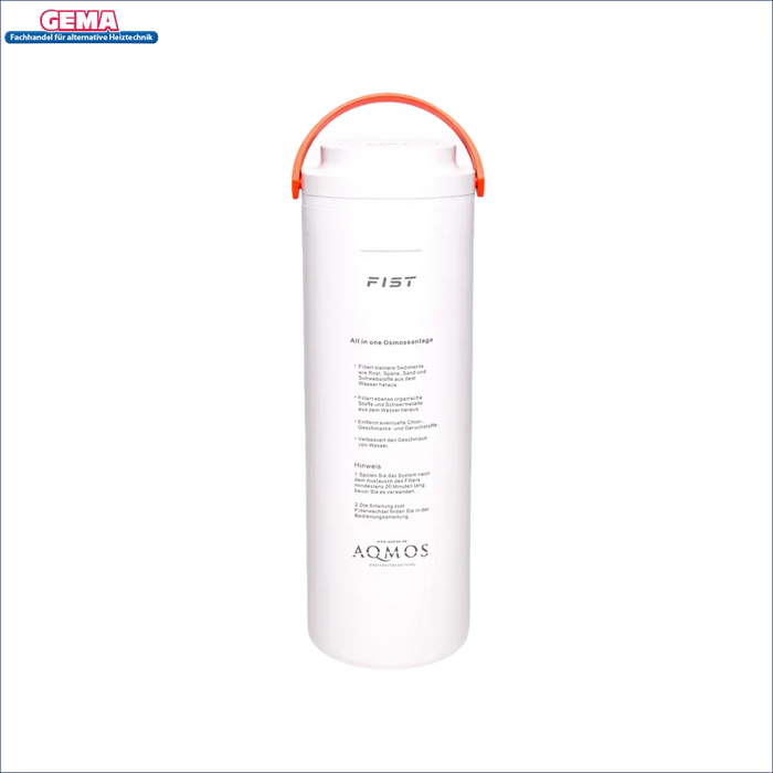 Weiße Wasserfilter mit orangem Griff für Osmoseanlage All in One