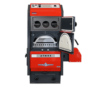 Pelletkessel ATMOS P50  mit Holznotbetrieb.