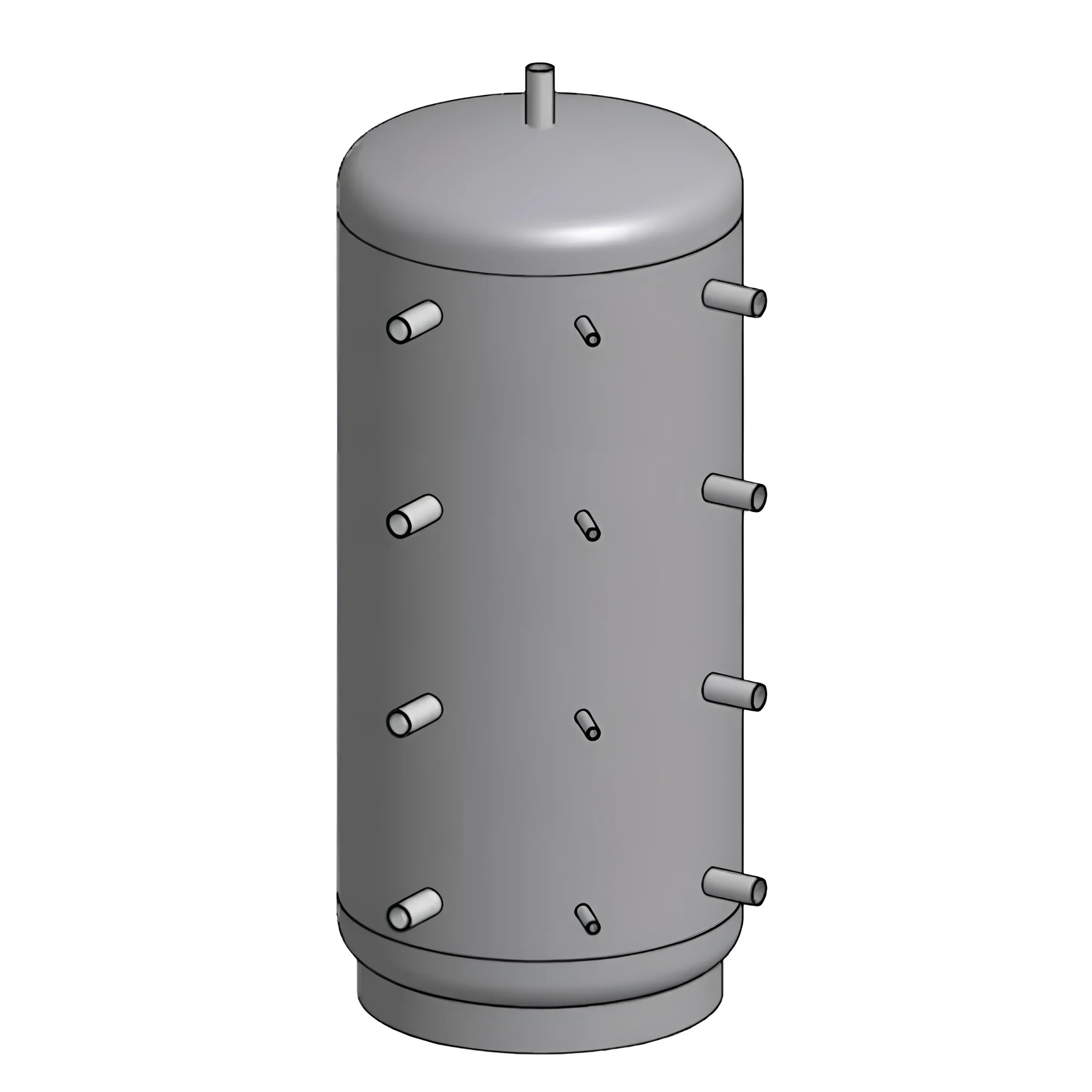Grauer zylindrischer Tank mit Ports, passend zum Defro Feuerholz Plus Anschluss Paket