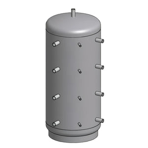 Grauer zylindrischer Tank mit Ports, passend zum Defro Feuerholz Plus Anschluss Paket