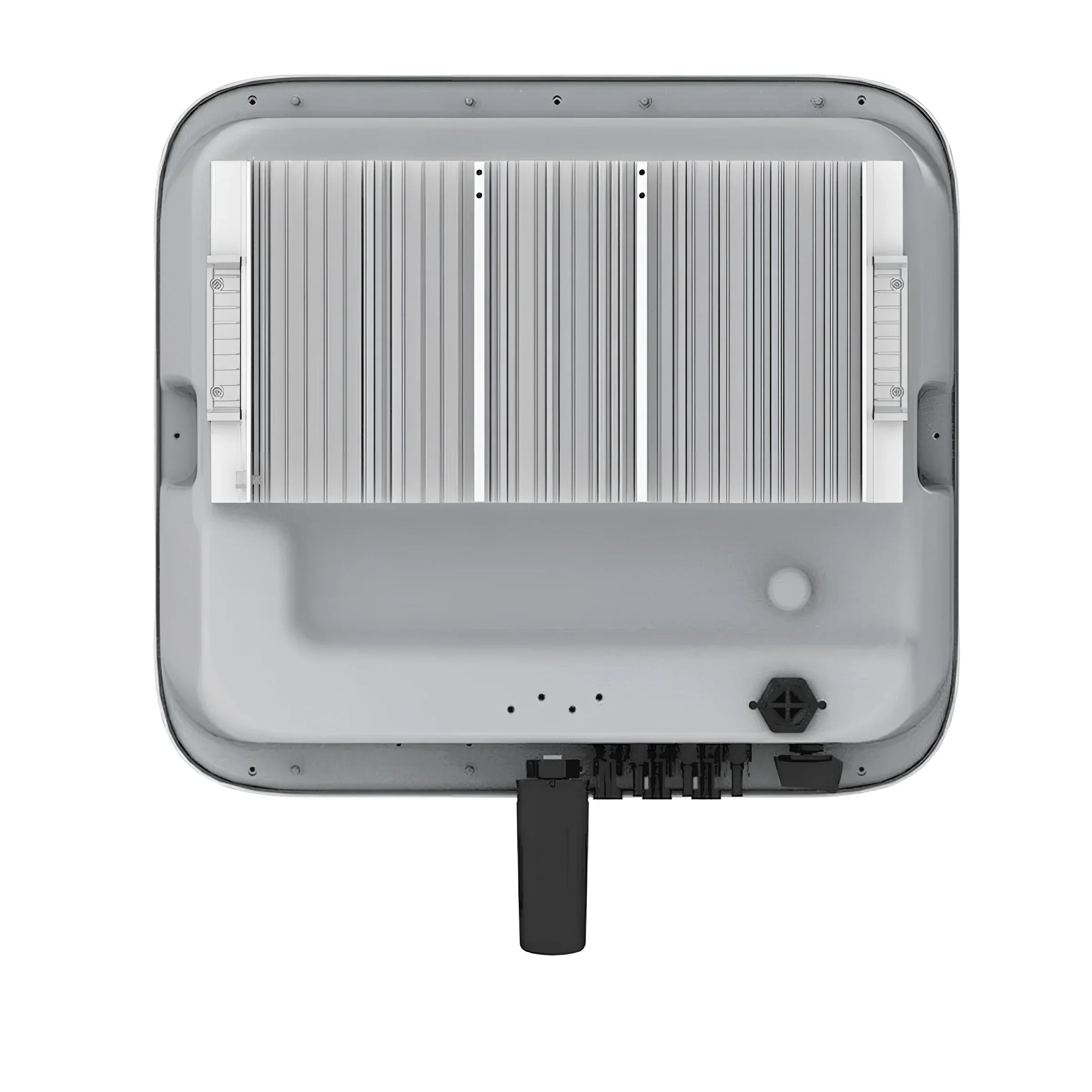 Grauer Solarwechselrichter mit Kühlkörper für 6 kWp PV-Anlage, Trina 440WP, Huawei Sun2000-6Ktl-M1
