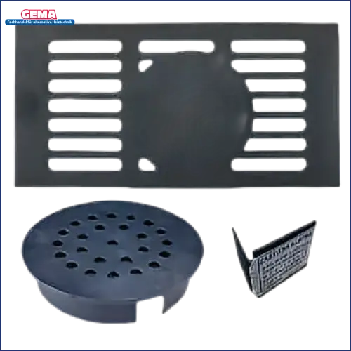 Schwarzer Metallablaufdeckel für Thermoflux Pelling 25/230 mit Hygienespeicher