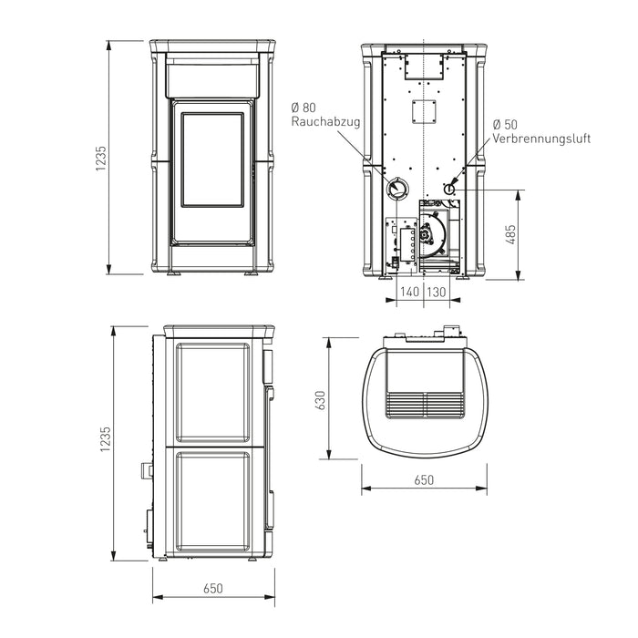 Edilkamin Kira2 H 18 Up poêle à pellets à eau inclus Kit R-FX