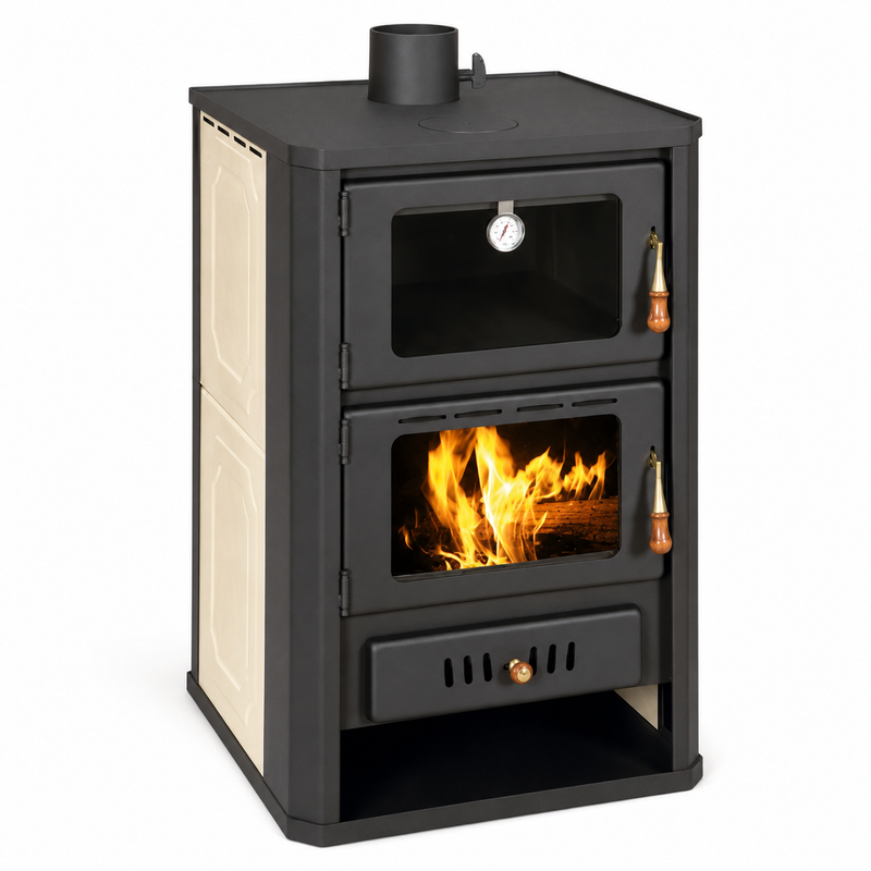 Poêle à bois avec four Prity gris - 19,8 kW