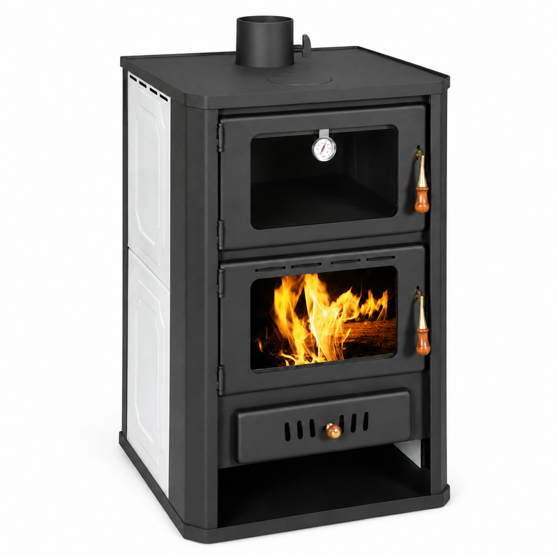 Poêle à bois avec four Prity gris - 19,8 kW