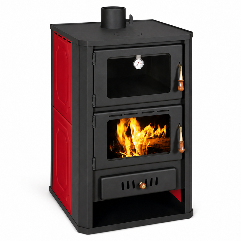 Poêle à bois avec four Prity gris - 19,8 kW