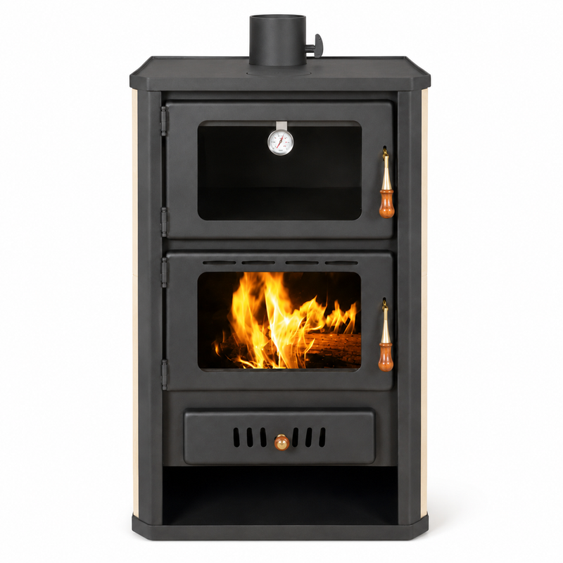 Poêle à bois avec four Prity gris - 19,8 kW