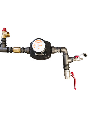 Detailansicht des Gema Anschlusspakets 🔧 für Heizmodul mit Hocheffizienzpumpe und Messgerät, ideal zur Integration 🔥.