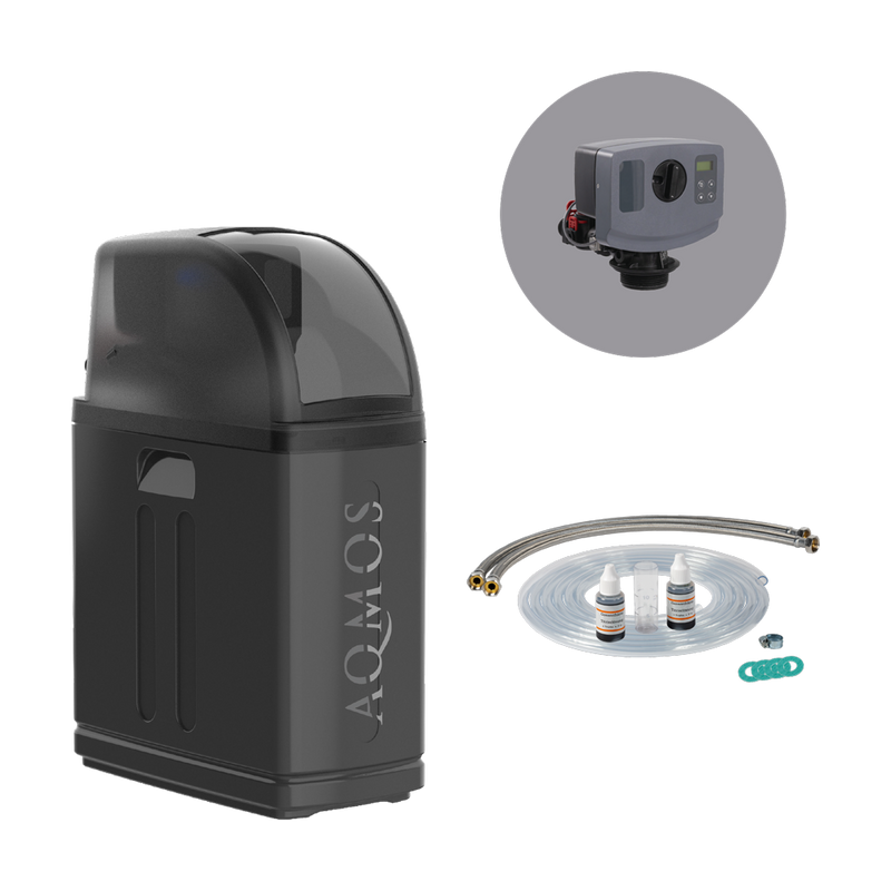 Aqmos adoucisseur d'eau R2D2-32 BLACK EDITION avec kit de raccordement 1"