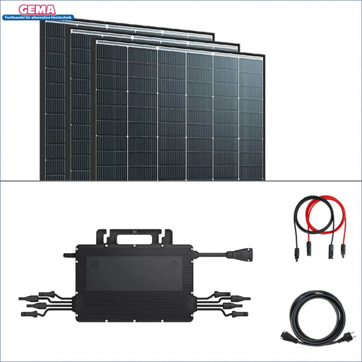 Balkonkraftwerk Set 870Wp ☀️ mit 3 Photovoltaikmodulen, Mikrowechselrichter & Kabel für nachhaltige Energie ⚡️