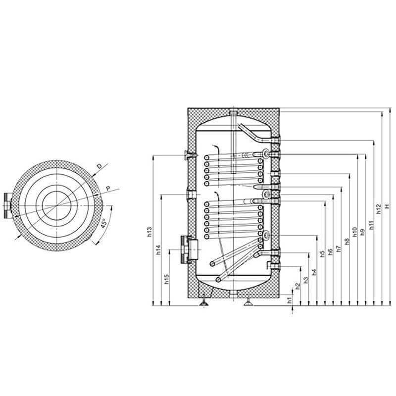 Warmwasserspeicher | Solarspeicher | Pufferspeicher | Sunex Fish 2 mit 2 WT - GEMA Shop