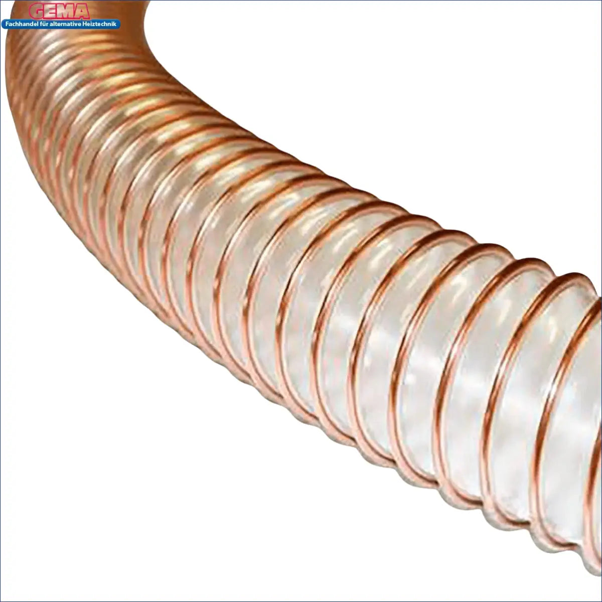 Flexible transparenter Defro Pelletschlauch mit kupferfarbener Verstärkung für Boiler-Zubehör