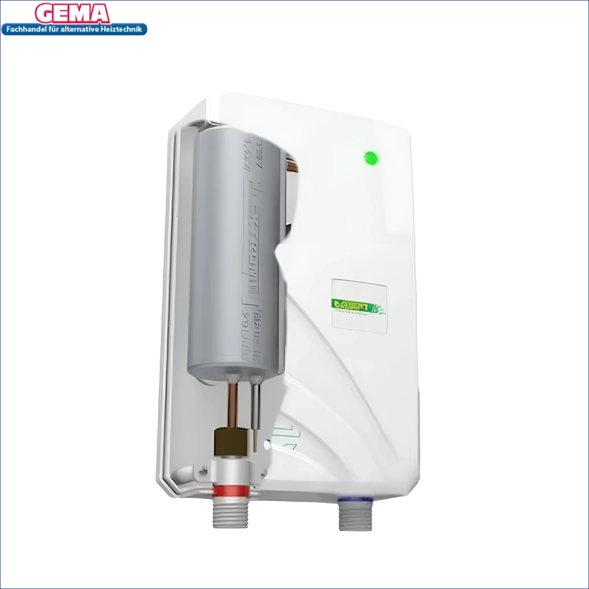 Weißer Durchlauferhitzer Neo 230V für kleineren Warmwasserbedarf, ideal für effizienten Gebrauch
