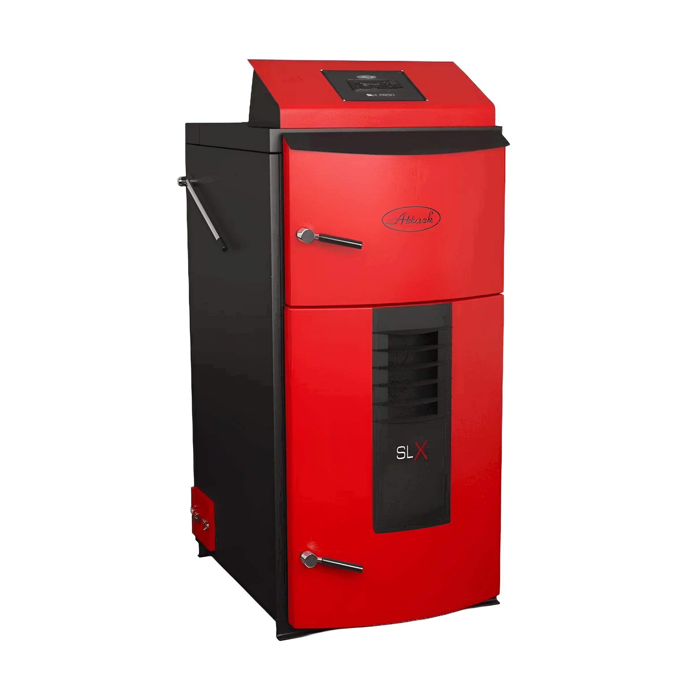 Roter und schwarzer Holzvergaser-Heizkessel Attack SLX Profi 40 kW für effiziente Holzheizung