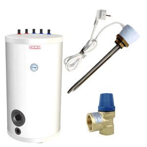 Weißer Elektrowassererhitzer mit Zubehör, 100L Volumen, 1,5 kW Heizstab, sichere Lösung