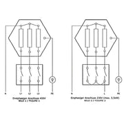 GEMA Shop Schéma de câblage pour le raccordement électrique des thermoplongeurs à visser avec options 230V et 400V