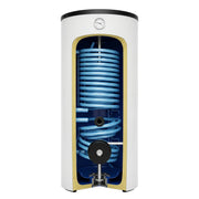 GEMA Shop Sunex Fish S16 Réservoir de pompe à chaleur avec deux échangeurs thermiques bleus en coupe