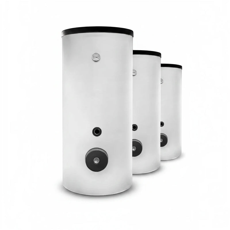 GEMA Shop Sunex Fish S16 Ballon d'eau chaude avec deux échangeurs thermiques au design blanc pour systèmes de chauffage efficaces