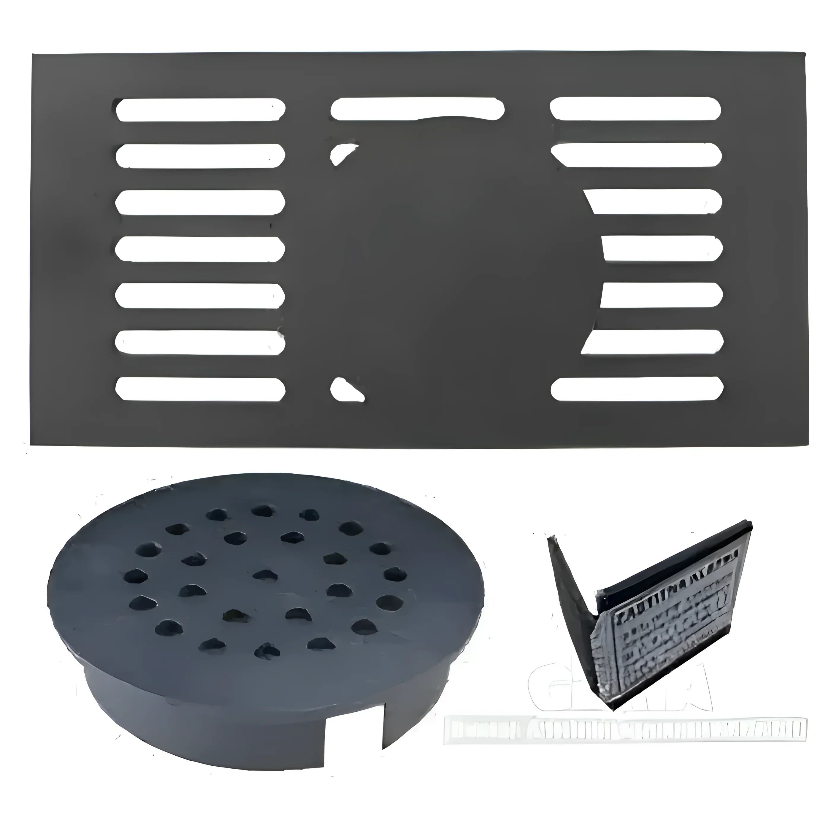 Abdeckung für Entwässerungssystem mit Rinnen und Lochplatte für effektiven Wasserabfluss. Ideal für moderne Baustile.