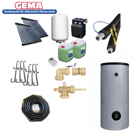 Solarpaket Röhrenkollektor HP22 mit Speicher und Solarleitung - GEMA Shop