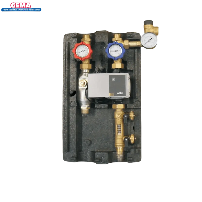 Hydronisches Heizungsverteiler mit Pumpe und Manometern für Sunex Solarstation GPS Hydra PWM