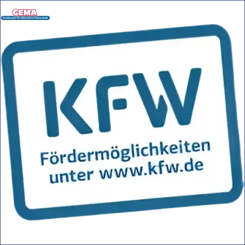 Blaues KFW-Logo auf Thermoflux PID Logic Kombi 35 kW Heizgerät