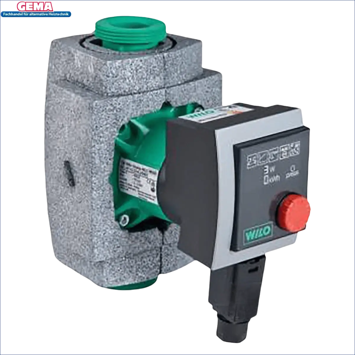 Isolierte grüne und graue Wasserumwälzpumpe Wilo Stratos Pico DN 25 bei 180 mm