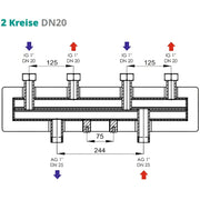 Verteilerbalken 2 oder 3 Heizkreise Sunex - GEMA Shop