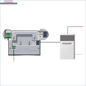 Wiring diagram eines Zimmerregler Master und Boiler für Wochensteuerung mit Hintergrundbeleuchtung